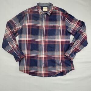 Woolrich Men's Large Plaid Flannel Shirt Cotton Casual Outdoor Button-Up Top